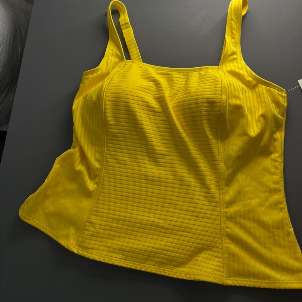 Addition Elle Yellow Ribbed Fitted Tank Top